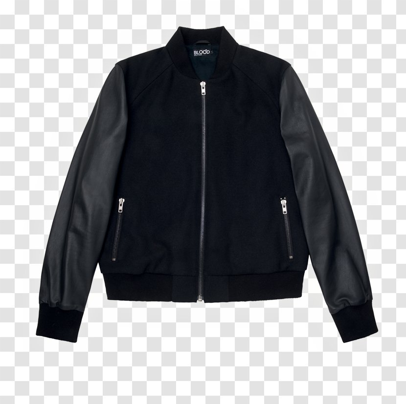 Flight Jacket Coat Leather Outerwear - Black - English Fashion Label Transparent PNG