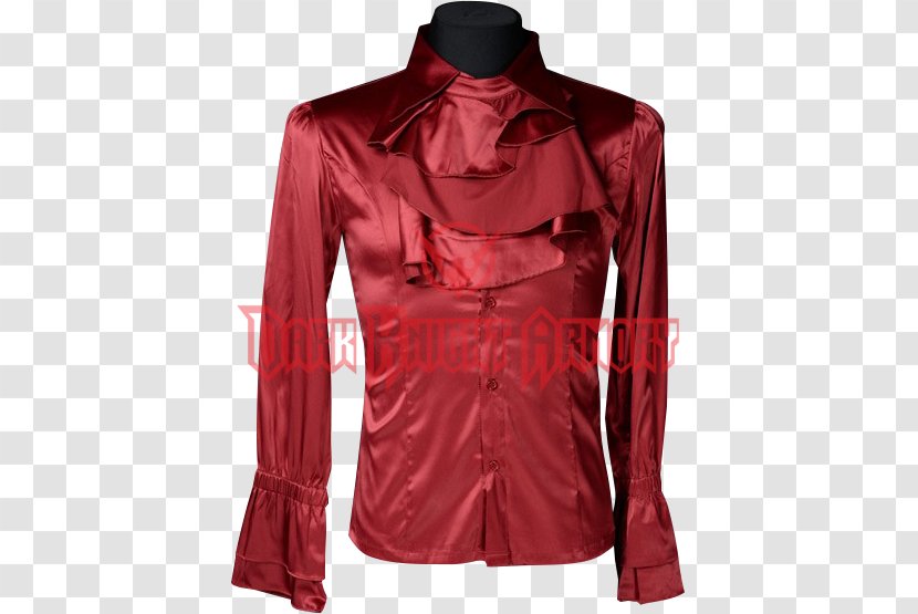 T-shirt Blouse Satin Ruffle - Formal Wear - Red Silk Chemise Transparent PNG