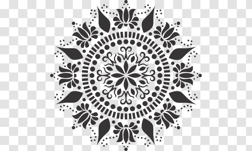 Mandala Stencil Floral Design Pattern - Paint - Herringbone Transparent PNG