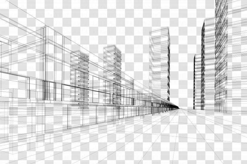 Architecture Royalty-free Euclidean Vector - Metropolis - Creative City Building Perspective Lines Transparent PNG