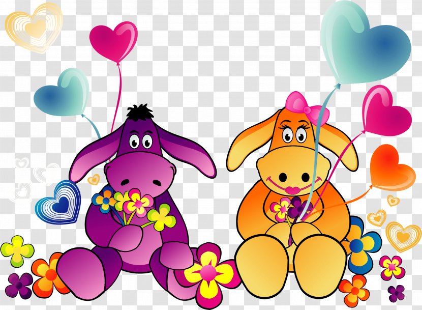 Hinny Cartoon Drawing Clip Art - Heart - Hand Painted Animal Balloon Transparent PNG