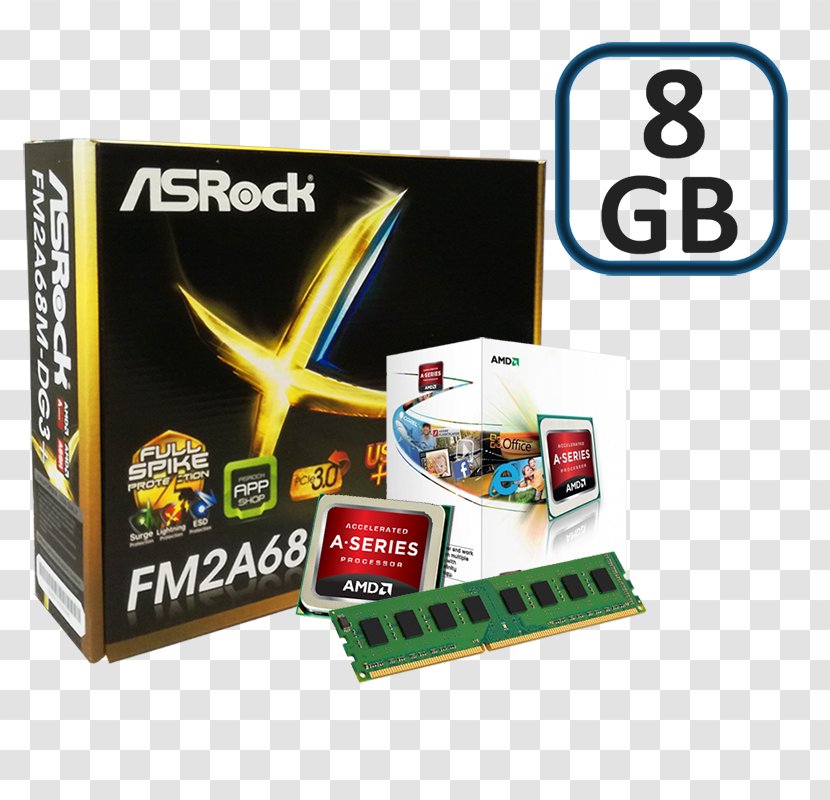 ASRock Motherboard Amd Fm2A68M-Dg3 + A68 Micro ATX Socket Fm2 100 Gr CPU AMD Accelerated Processing Unit MicroATX - Brand Transparent PNG
