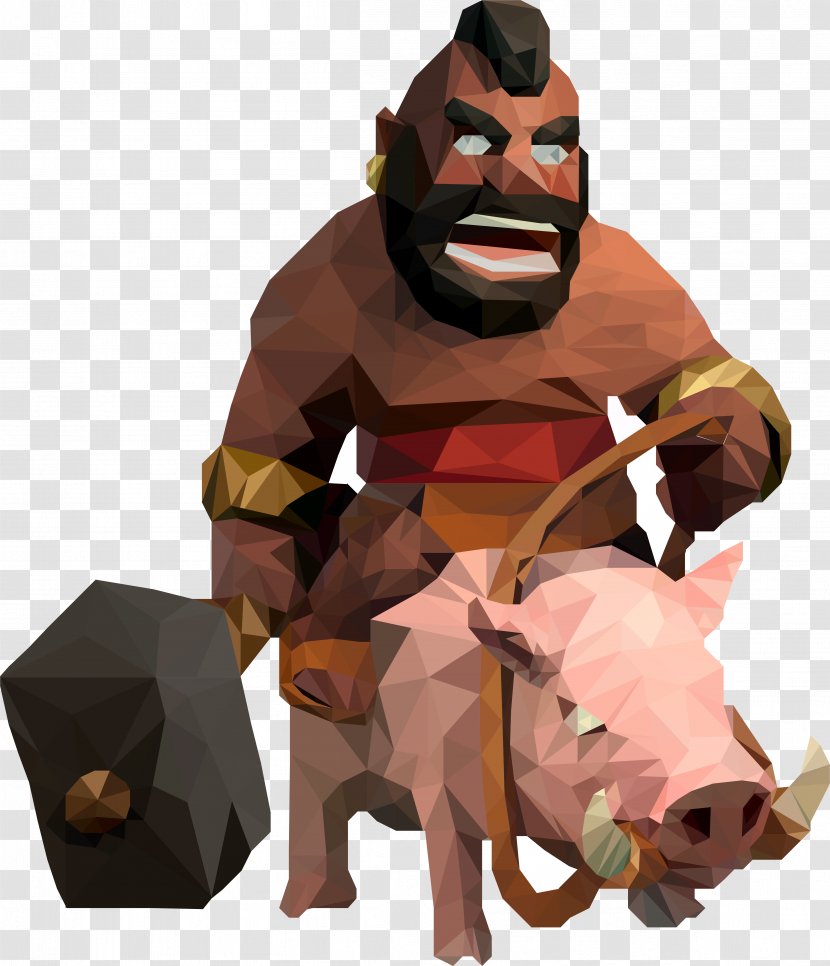 Clash Of Clans Royale Golem Barbarian - Carnivoran - Low Poly Transparent PNG