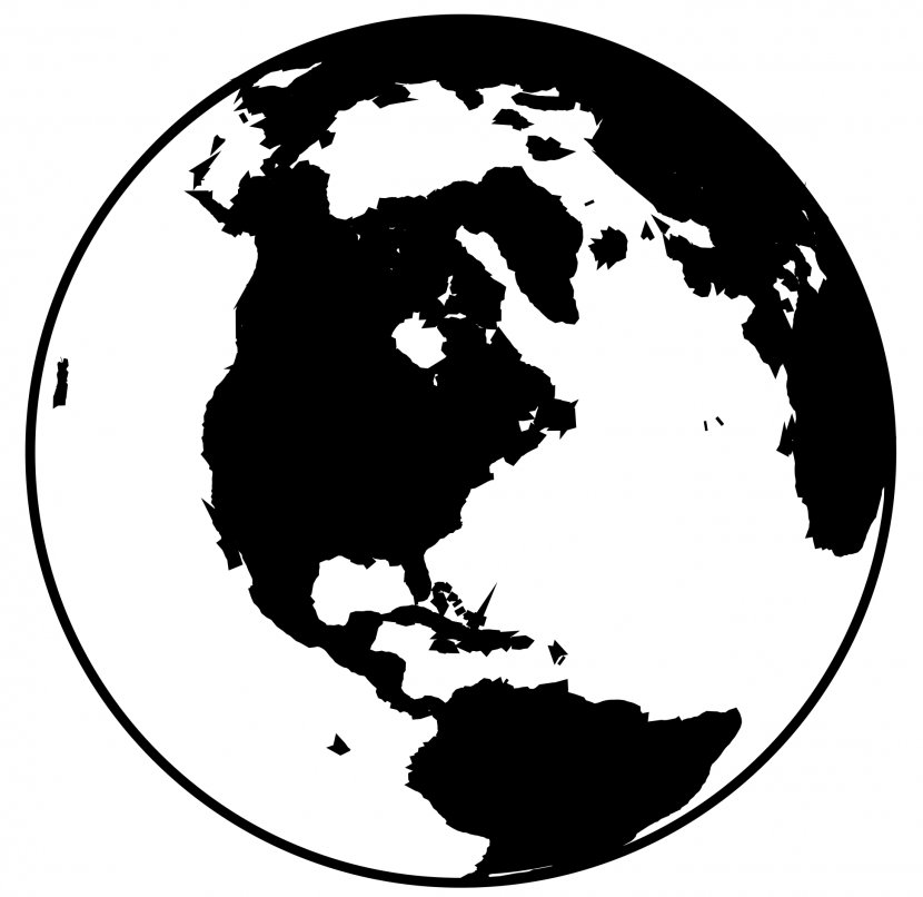 Globe World Black And White Clip Art - Silhouette - WORLD Transparent PNG