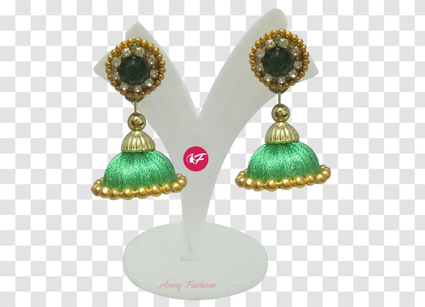 Earring Emerald Silk Yarn Green - Gold Transparent PNG
