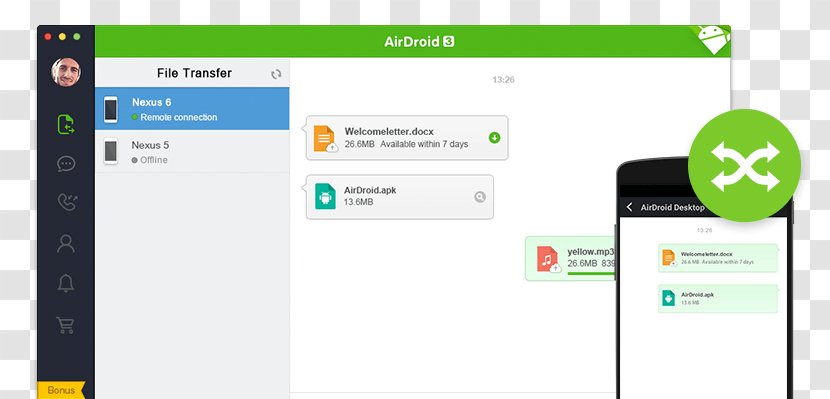 Android Computer Software AirDroid Program - Mobile Phones - Data Transfer Cable Transparent PNG