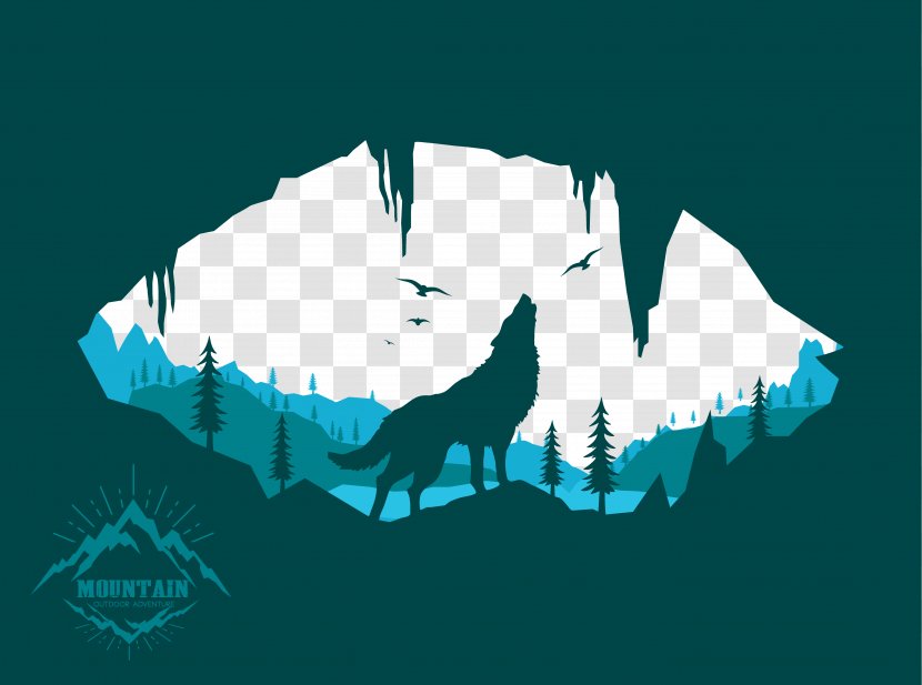 Euclidean Vector Illustration - Text - Wolf In The Cave Transparent PNG