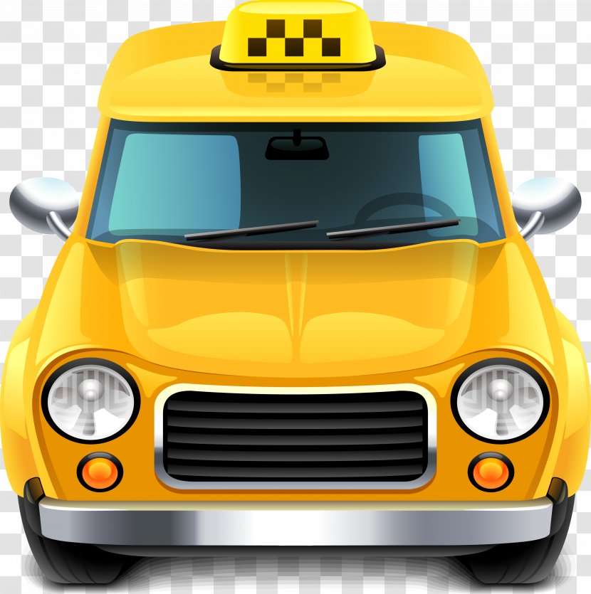 Taxi Train Car - Yellow - Vector Transparent PNG
