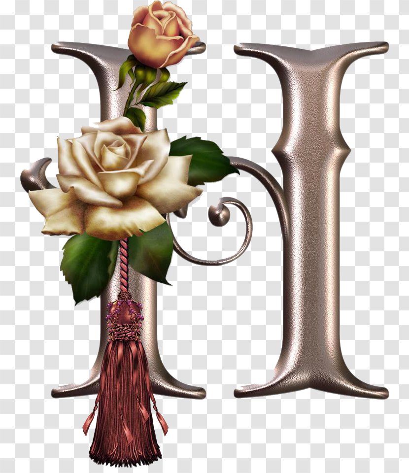 Gothic Alphabet Letter N - Floral Design - Flower Elements Transparent PNG