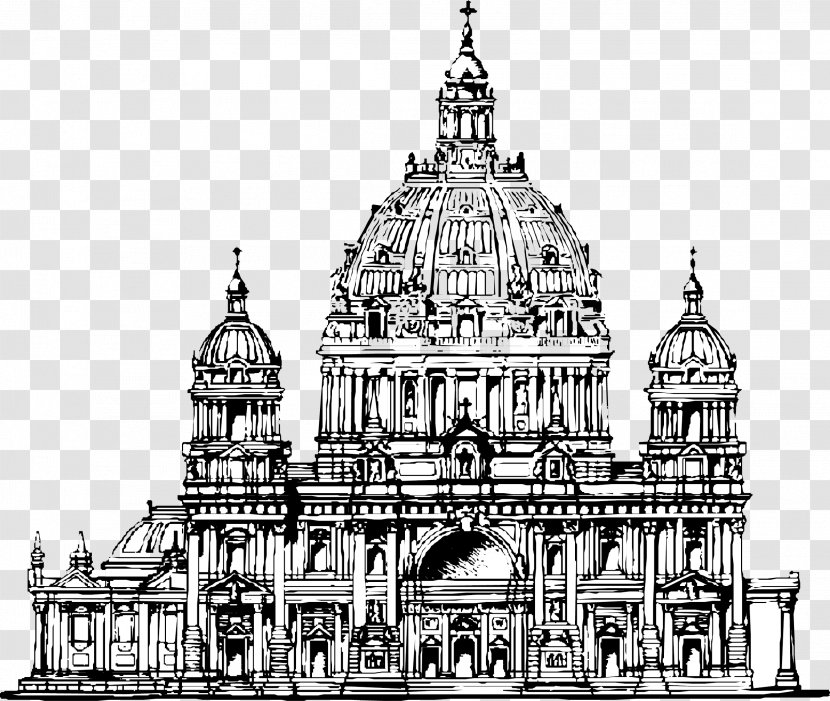 Berlin Cathedral Xara Architecture Clip Art - Monochrome - Western Palace Transparent PNG