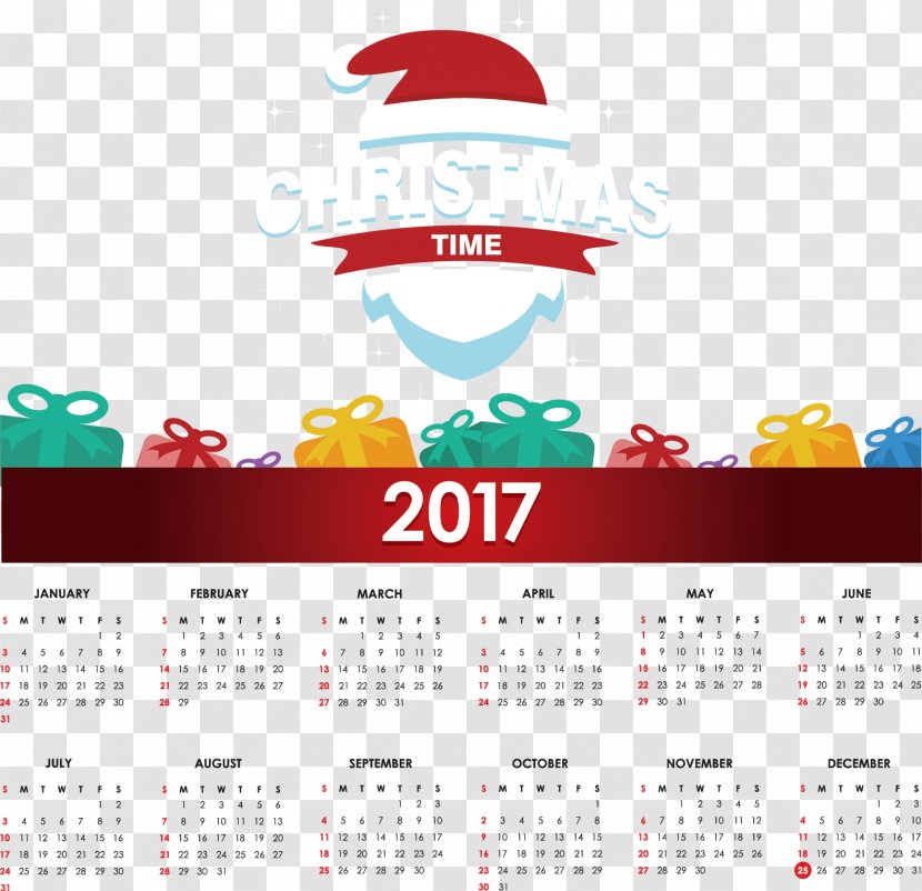 Santa Claus Advent Calendar Christmas - Vector Hand-painted 2017 Transparent PNG