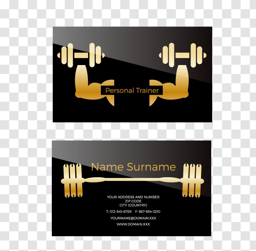 Personal Trainer Business Card Euclidean Vector - Text - Fitness Transparent PNG