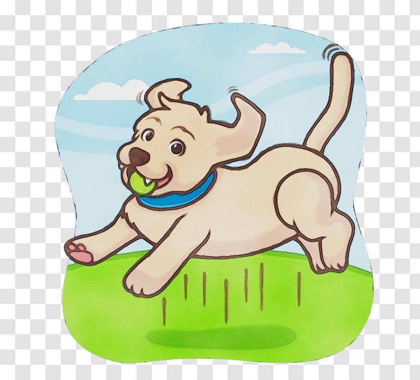 Cartoon Dog Green Sporting Group Puppy - Watercolor - Labrador Retriever Transparent PNG