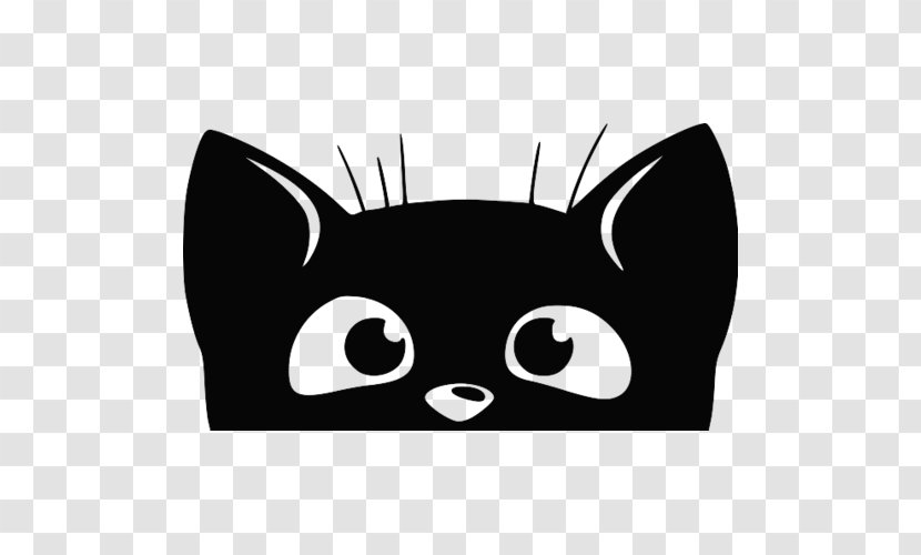 Whiskers Black Cat Kitten Sticker - Snout Transparent PNG