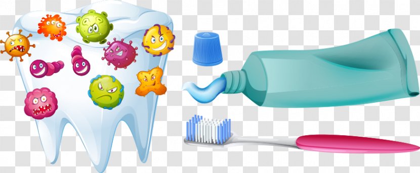 Human Tooth Bacteria Mouth - Toothpaste - Toothbrushes And Vector Virus Transparent PNG
