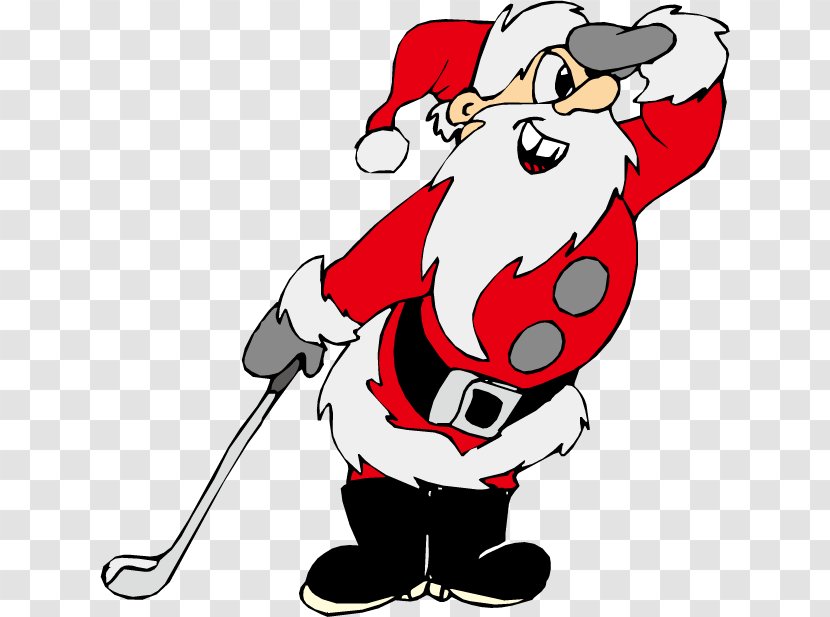 Santa Claus Golf Club Christmas Clip Art - Cartoon - Golfing Transparent PNG