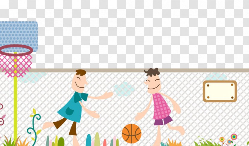 Basketball Court Illustration - Football Pitch - Two Children Transparent PNG