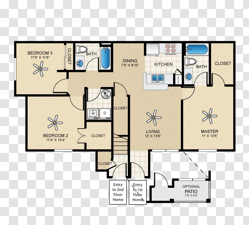 Floor Plan The Cottages At Edgemere Apartment House - Furniture Transparent PNG