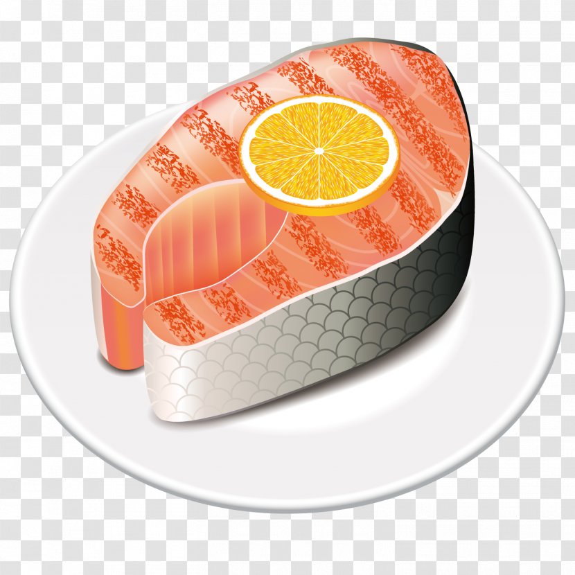 Fish Steak Japanese Cuisine Salmon Illustration - And Oranges Transparent PNG