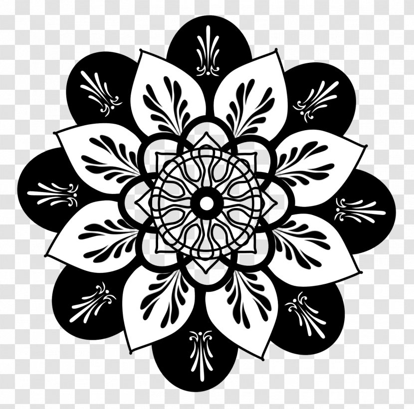 Drawing Flower Floral Design Clip Art - Black Mandala Cliparts Transparent PNG