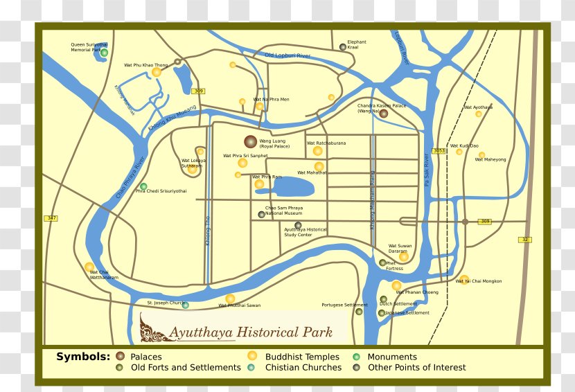Ayutthaya Historical Park Wat Chaiwatthanaram Mahathat Kingdom Sukhothai - Diagram Transparent PNG