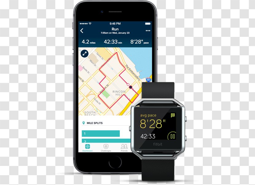 Smartphone Fitbit Blaze Activity Tracker Exercise - Mobile Device - Gps Positioning Transparent PNG