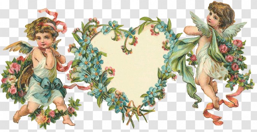 Flower Valentine's Day Cupid Cherub Heart - Vintage Love Transparent PNG