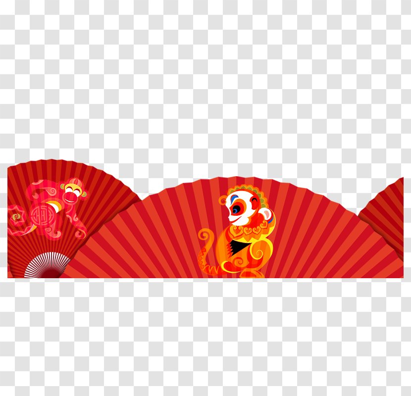 Hand Fan Chinese New Year - Midautumn Festival - Creative Monkey Transparent PNG
