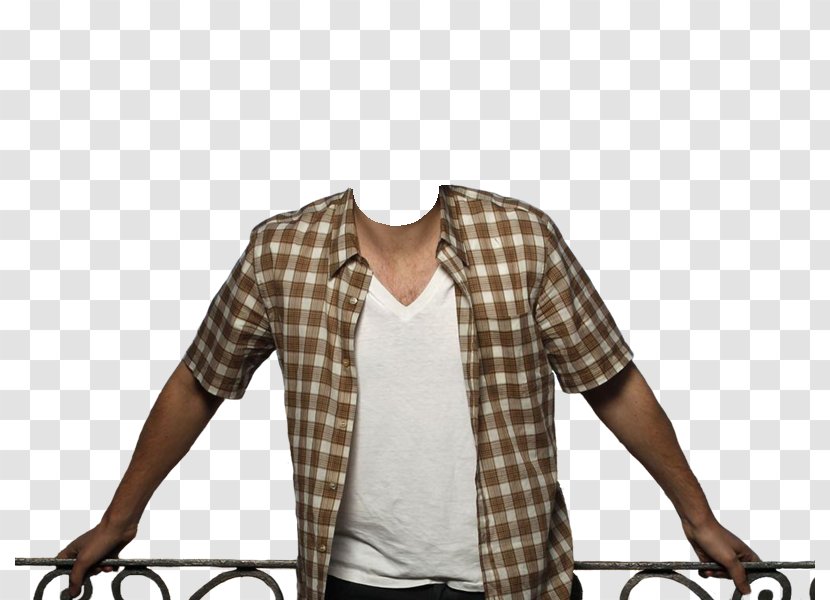 Sleeve T-shirt Shoulder Tartan Outerwear - Tshirt - Uj Transparent PNG