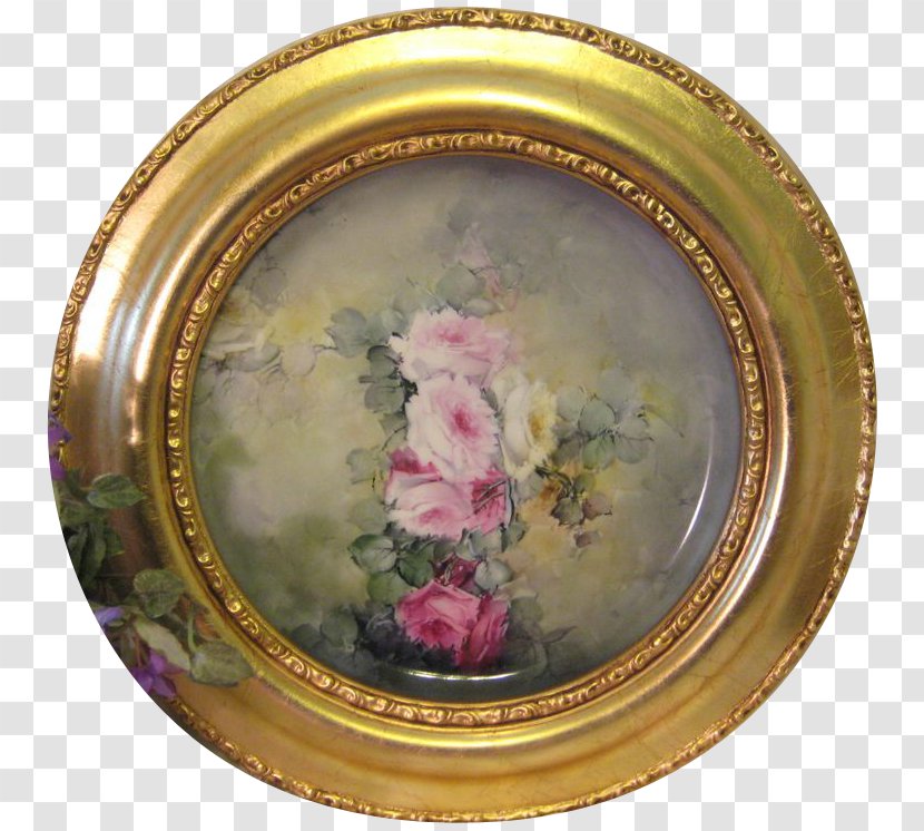 Plate Limoges Porcelain Picture Frames Charger - Art - Hand-painted Floral Material Transparent PNG