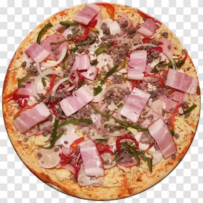 California-style Pizza Sicilian Tarte Flambée Bacon - Dish Transparent PNG