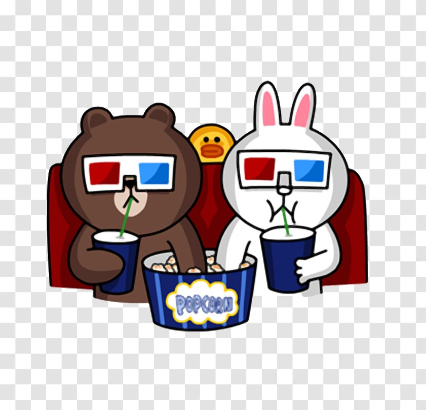 Brown Bear Line Friends Sticker LINE BROWN FARM - Film - Family WATCHING TV Transparent PNG