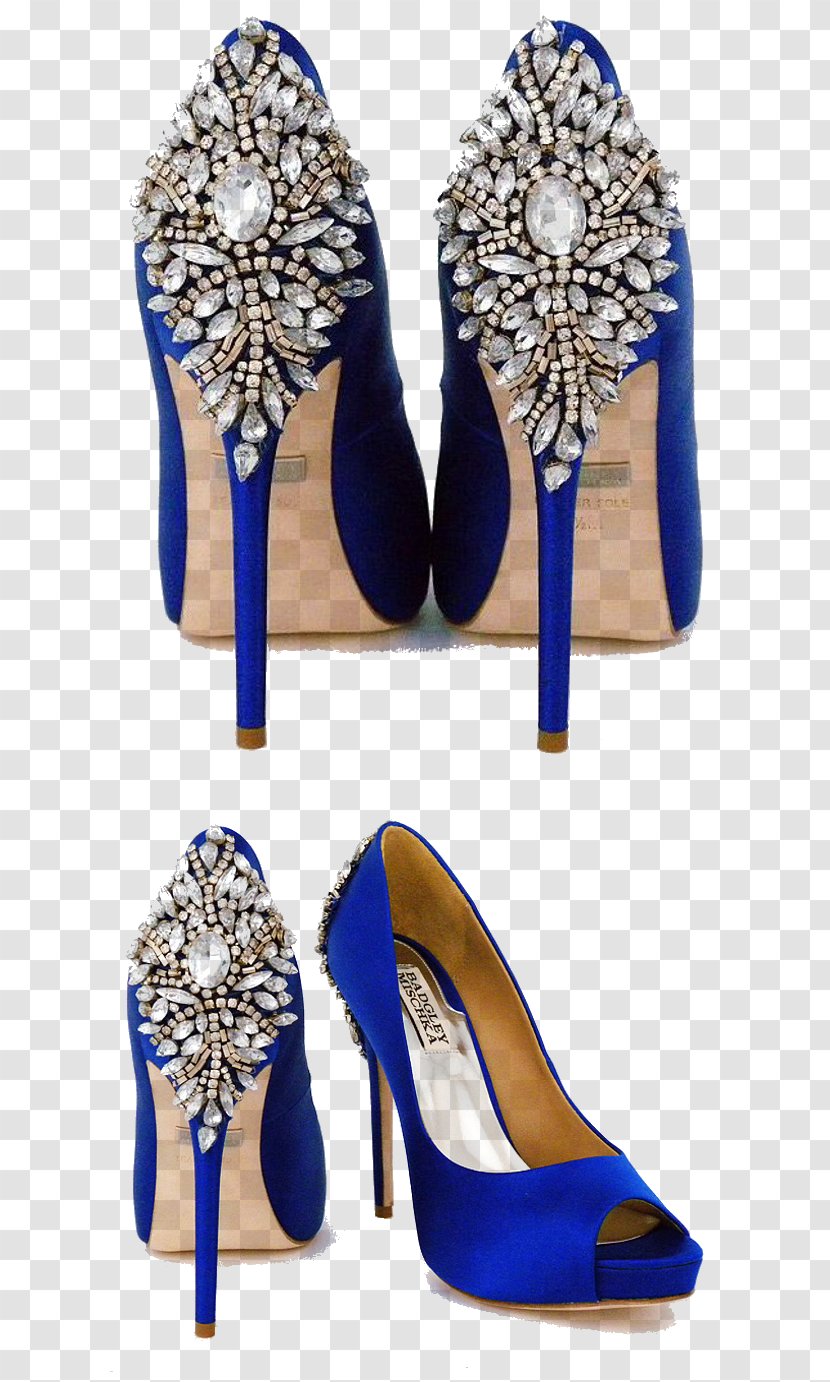 Court Shoe Women's Badgley Mischka Kiara Jeweled Heel Platform Peep Toe Pumps Wedding Shoes Peep-toe - Basic Pump - Cobalt Blue For Women Transparent PNG