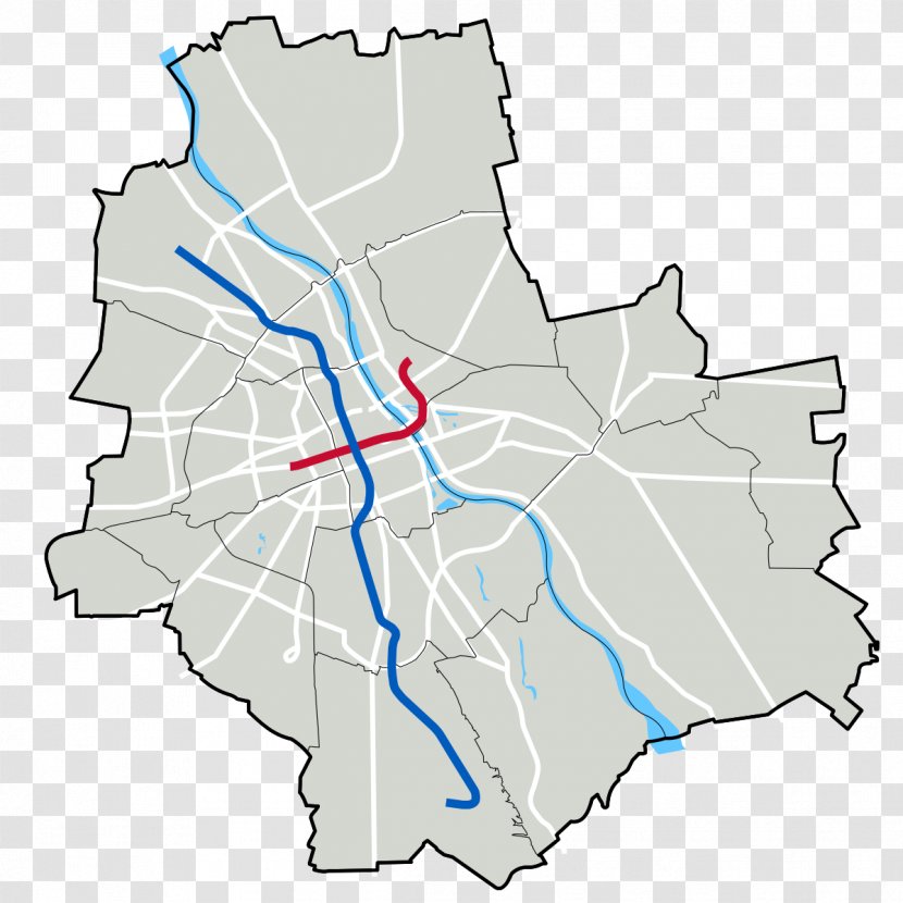 Warsaw Metro Blank Map M2 Line Transparent PNG