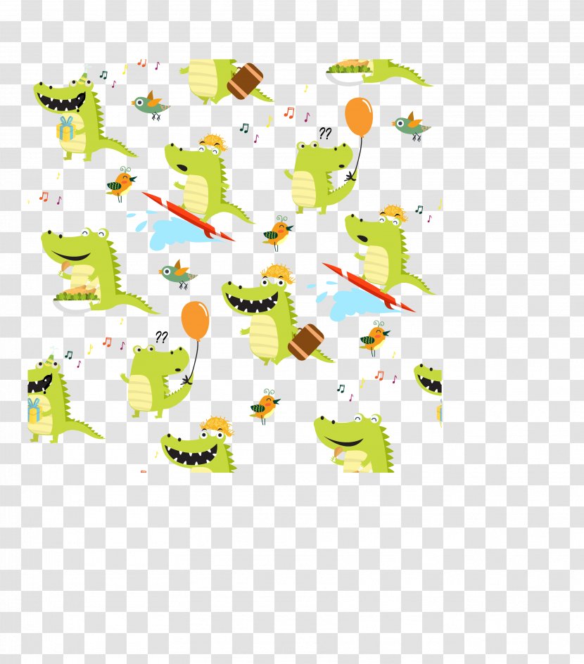 Crocodile Bird Cartoon Icon - Dinosaur Background Material Transparent PNG
