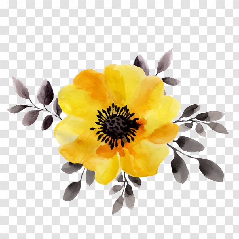 Flower Yellow Watercolor Painting Stock Illustration - Flowers Transparent PNG