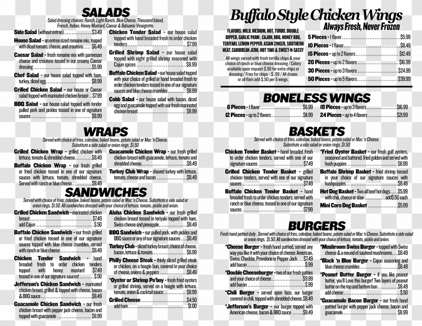 Jefferson's Restaurant Menu Dish Jonathan's Grille Transparent PNG