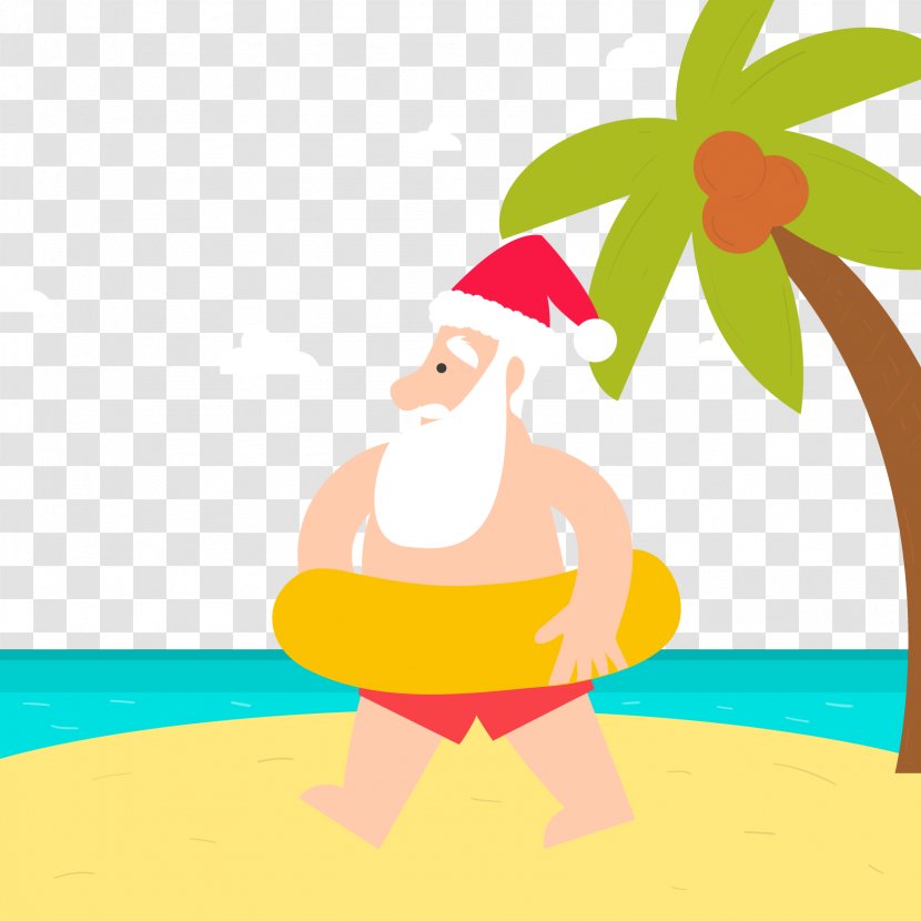 Santa Claus Christmas Card And Holiday Season - Beach Resort Vector Transparent PNG