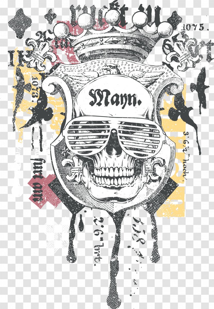 T-shirt Skull Printing - Flower - Sunglasses Prints Transparent PNG