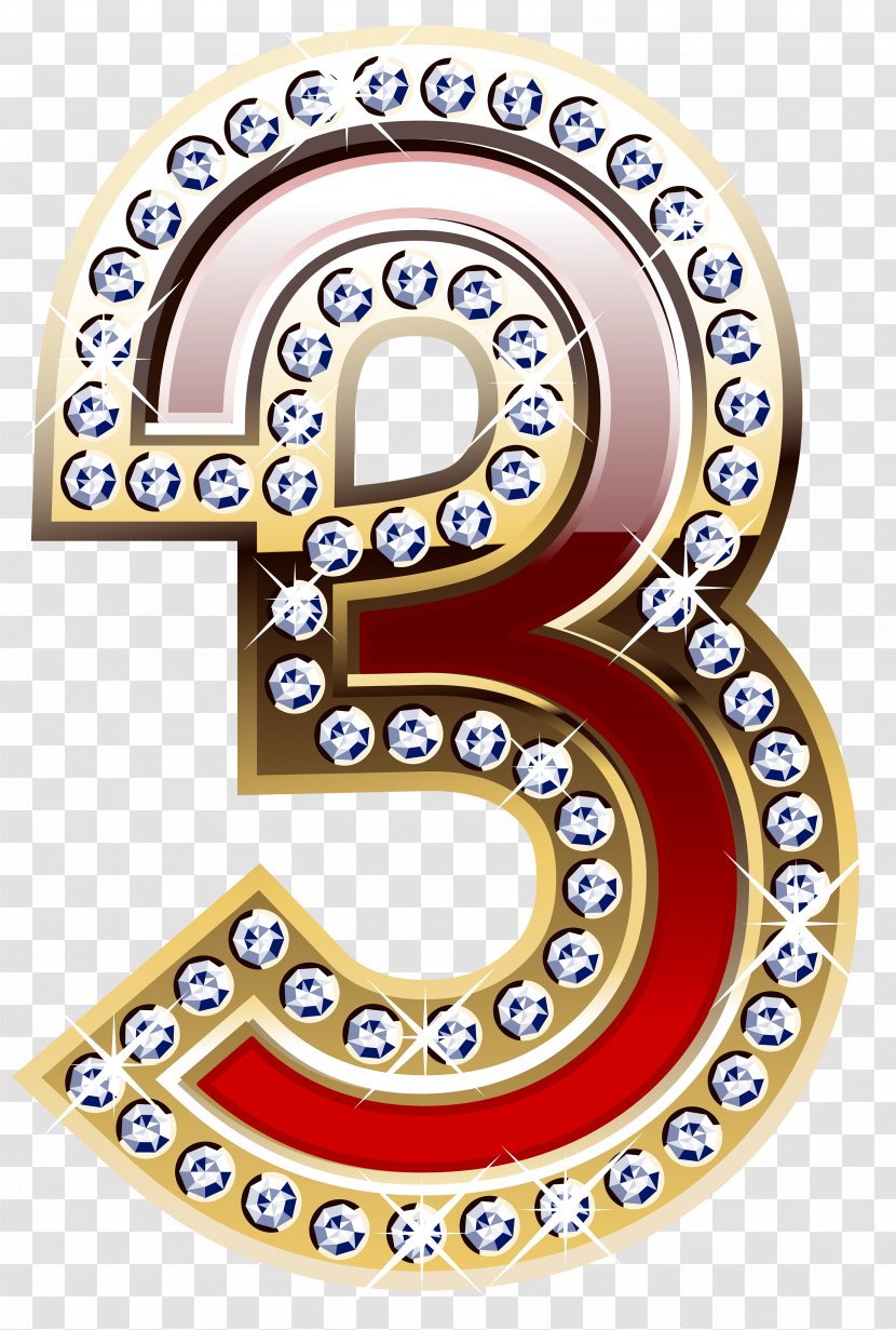 Gold And Red Number Three Clipart Image - Numerical Digit - Area Transparent PNG