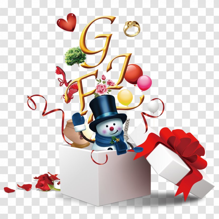 Christmas Gifts And Snowman - Product Design - Gift Transparent PNG