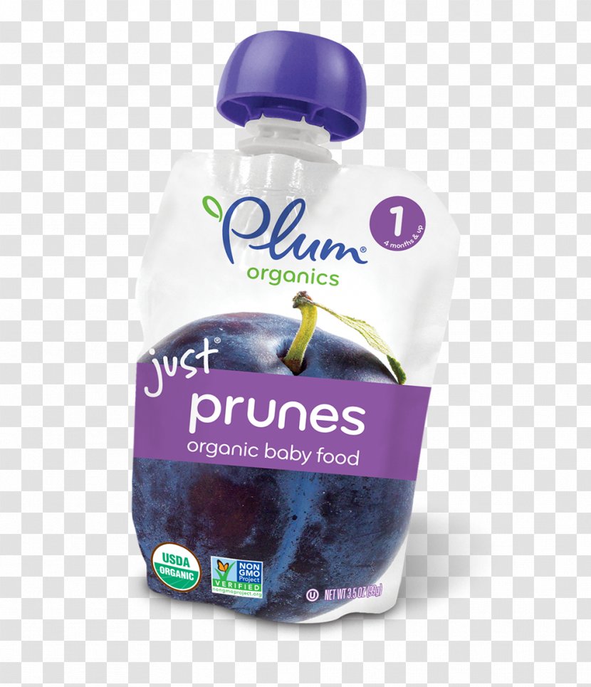 Baby Food Organic Plum Organics Just Fruit, Prunes, 3.5 Ounce Pouches (Pack Of 12) Transparent PNG