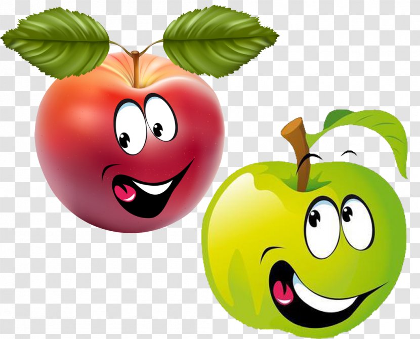Fruit Smiley Cartoon Clip Art - Apple - Smiling Transparent PNG