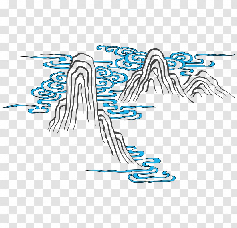 China Xinhai Revolution Cloud - Vector Chinese Style Painting Mountain Clouds Transparent PNG