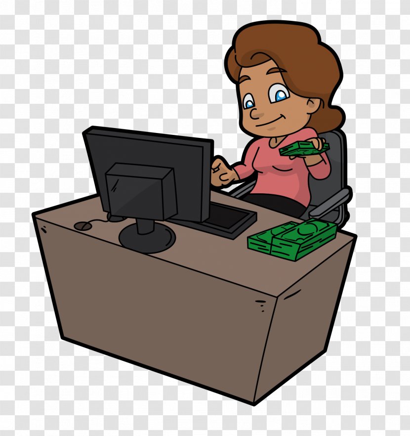 Cartoon Desk Technology Furniture Computer - Sitting Job Transparent PNG