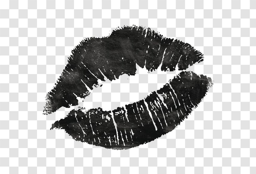 Lip Black And White Drawing Photography - Red - Retro Lipstick Transparent PNG