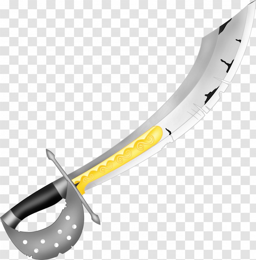 Sabre Sword Weapon Clip Art Drawing - Yellow Transparent PNG