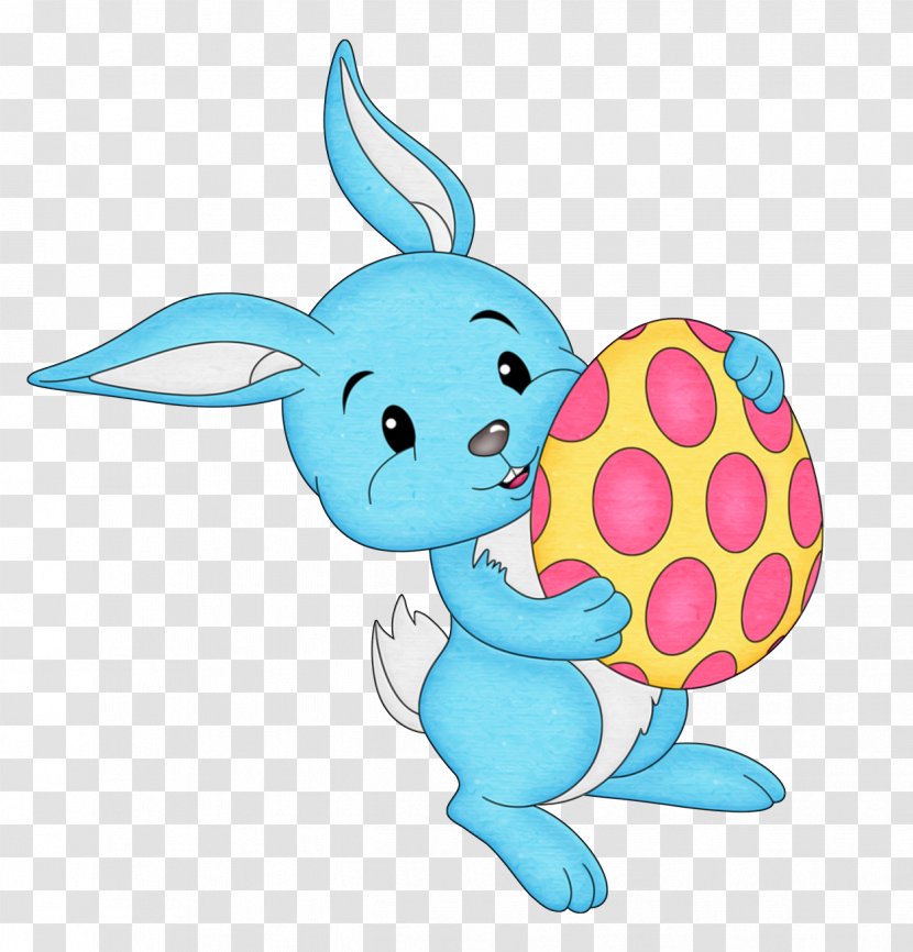 Easter Bunny Baby Bunnies Angel Hare - Fictional Character - Blue Cartoon Transparent PNG