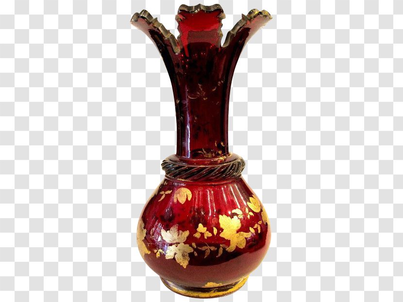 Vase Orrefors Cranberry Glass Art Deco - Terracotta - Bohemian Transparent PNG