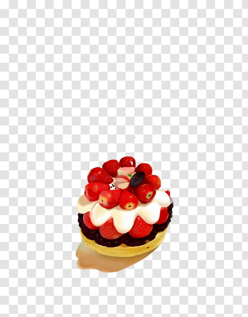 Strawberry Cream Cake Pie Cupcake Fruitcake - Aedmaasikas - Hand-painted Cartoon Transparent PNG